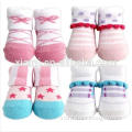 princess style skin care print stripe beautiful bowknot and red star pattern 3d baby socks